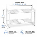 Adjustable 2-Tier Under-Sink Organiser Rack, White, 51-80 x 26 x 38 cm
