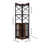 5-Tier Corner Bar Cabinet with Built-in Power Outlet and LED Lights