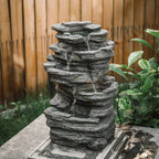 Garden Water Feature Outdoor LED Waterfall Electric Fountain Rockery Decor