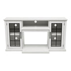 Electric Fireplace TV Stand with Glass Door Storage