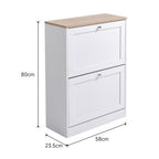 Wooden 2 Drawer Flip Down Shoe Cabinet