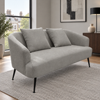 Modern Garden Sanctuary chenille 2-seater sofa with two scatter cushions, featuring plush upholstery and sleek design.