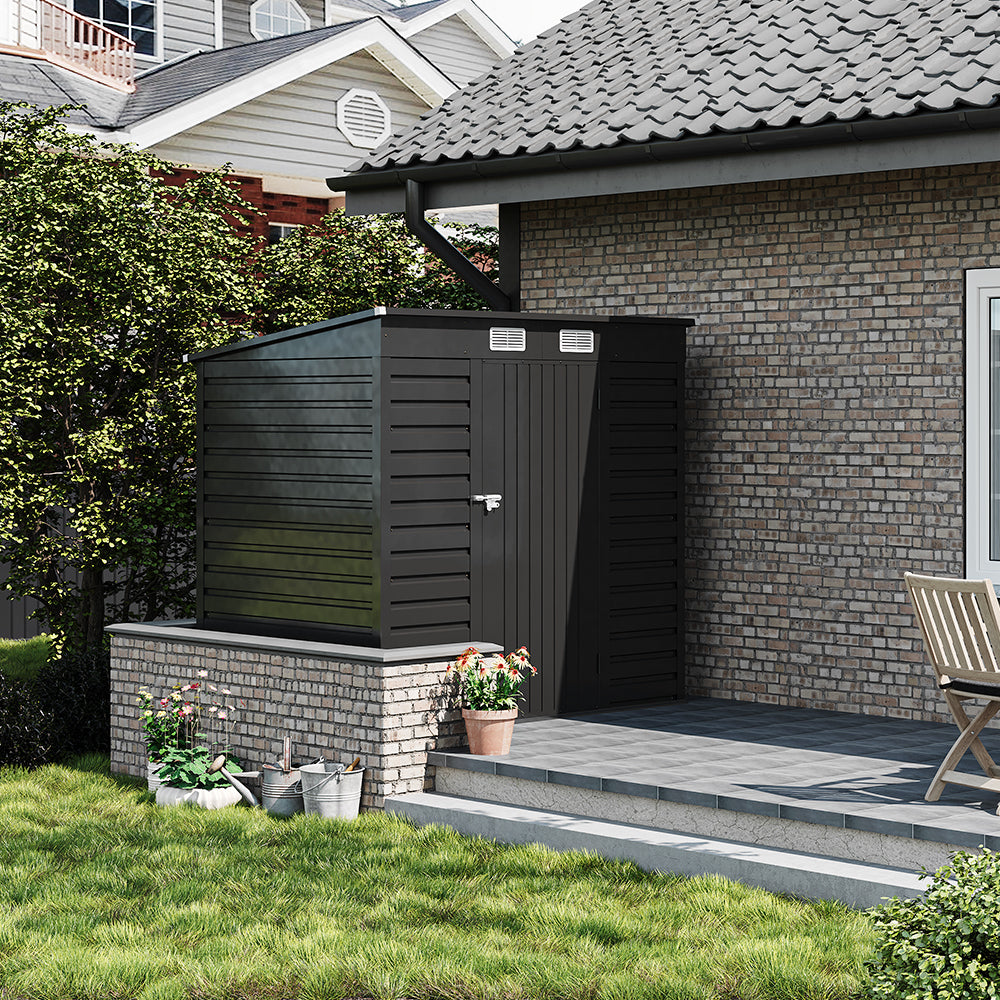 6 x 4 ft Metal Garden Storage Shed with Pent Roof & Lockable Door