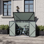 200CM Wide Outdoor Metal Garbage Storage Shed with Hinged Lid