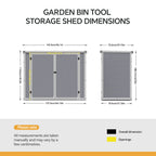 5x2ft Grey Aluminum Alloy Garden Bin Storage Shed