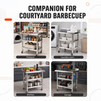 3-Tier Stainless Steel Prep Table with Smooth Castors and Adjustable Feet