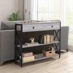 Narrow Wooden Console Table with Drawers