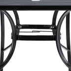 Garden Tempered Glass Wood Grain Coffee Table With Parasol Hole