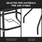 Black Garden Square Marble Patio Table With Umbrella Hole