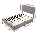 Garden Sanctuary double upholstered bed frame with built-in drawers, shown in a cozy bedroom setting.