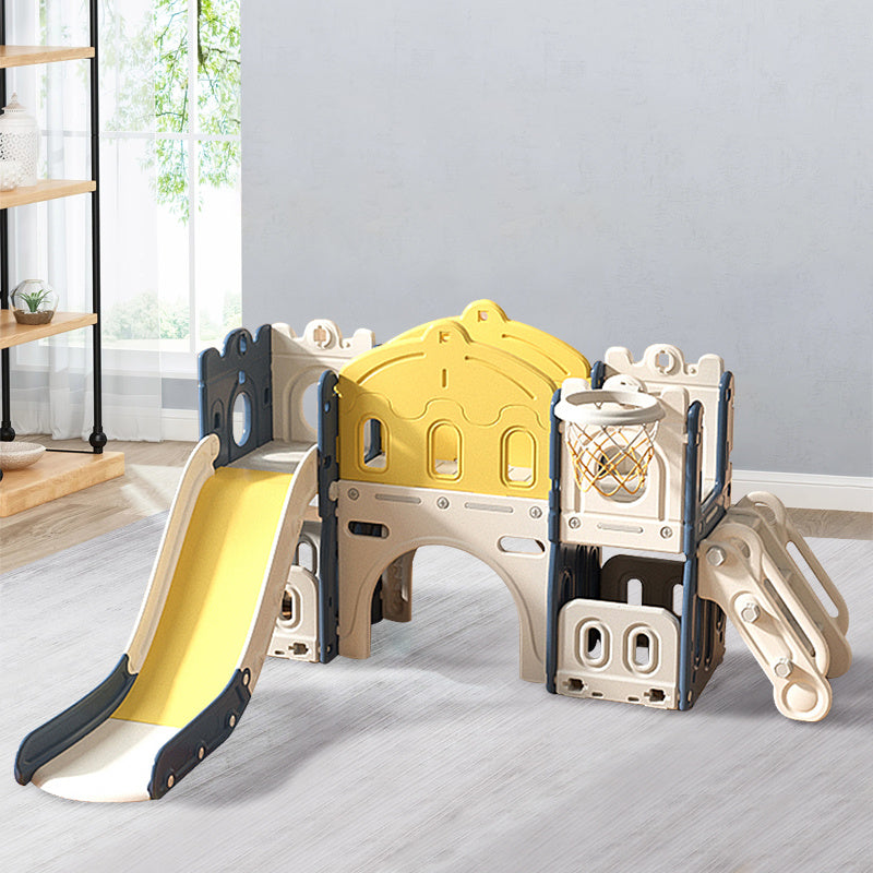 Kids Playset with Slide Basket Hoop Indoor Toddler Playground