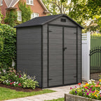 6 x 4 ft Plastic Garden Storage Shed with Apex Roof & Padlockable Double Doors