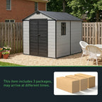 8 x 8 ft Plastic Garden Storage Shed with Apex Roof & Lockable Double Doors