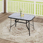 Garden Tempered Glass Wood Grain Coffee Table With Parasol Hole