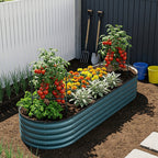 Oval-Shaped Galvanised Steel Raised Garden Bed