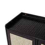 3-Door Rattan-Style Shoe Cabinet with Flip-Down Storage