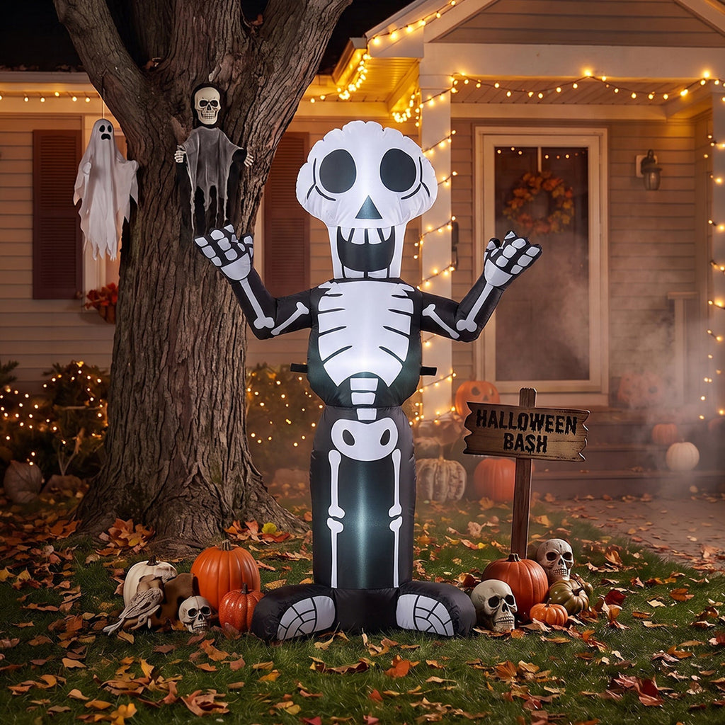 4 FT Halloween Inflatable Skeleton Decoration with LED Lights
