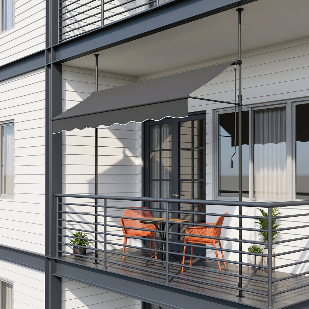 Retractable Awning with Adjustable Support Poles