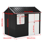 8 x 6 ft Metal Garden Storage Shed with Apex Roof & Double Doors