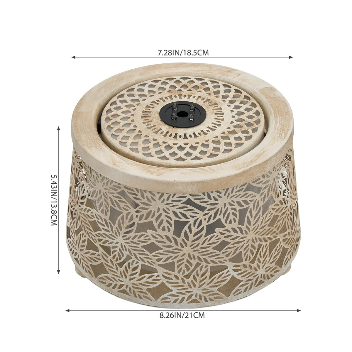 Creative Metal Tabletop Fountain with Warm Light & Leaf Design