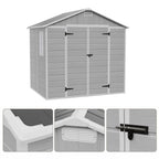 8 x 6 ft Plastic Garden Storage Shed with Apex Roof & Double Doors