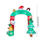 Garden Sanctuary 9FT Christmas blow-up archway inflatable decoration set up outdoors with festive holiday lights and decorations.