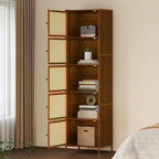 Narrow Bookcase Storage Cabinet with Doors