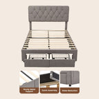 Garden Sanctuary double upholstered bed frame with built-in storage drawers, showcasing a stylish and comfortable bedroom centerpiece.