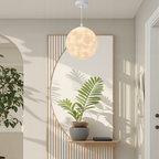 Creative 3D printed moon pendant light by DEMOLIGHTS, eco-friendly lunar globe chandelier for bedroom ceiling lighting.