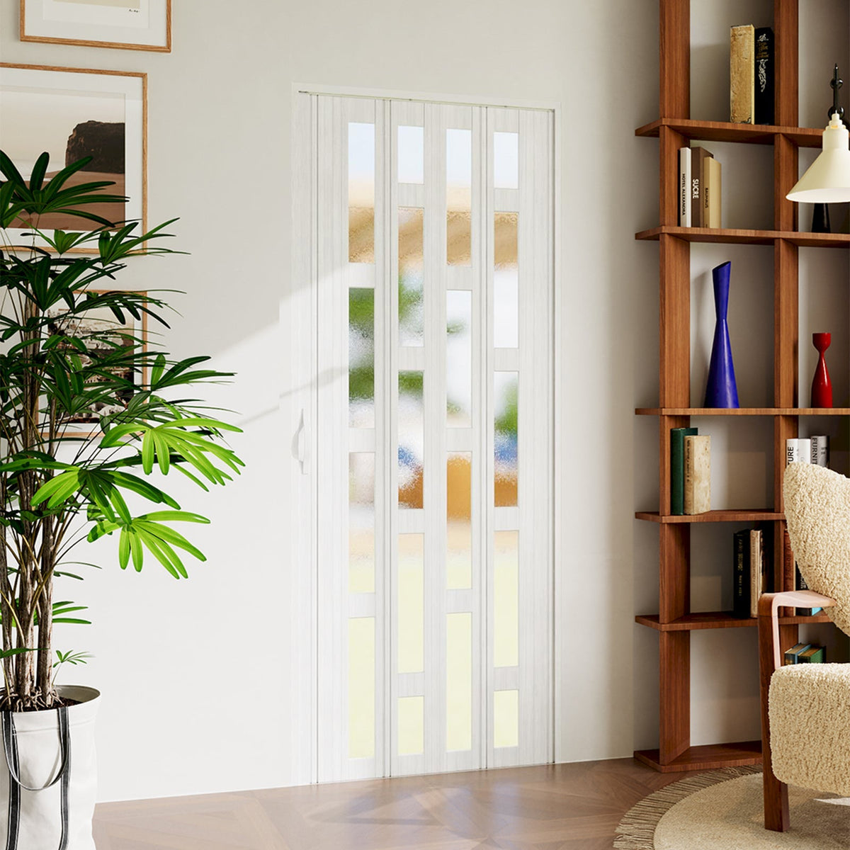 Irregular Frosted Window PVC Folding Door