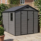 8 x 8 ft Plastic Garden Storage Shed with Apex Roof & Lockable Double Doors