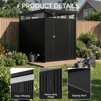 162cm Wide Metal Garden Storage Shed with Flat Roof & Lockable Door