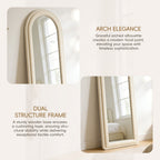 Double Arched Full-Length Mirror with Safety Film & Velvet-Wrapped MDF Frame