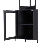 Industrial Tall Corner Bar Cabinet with Power Socket & LED Lighting