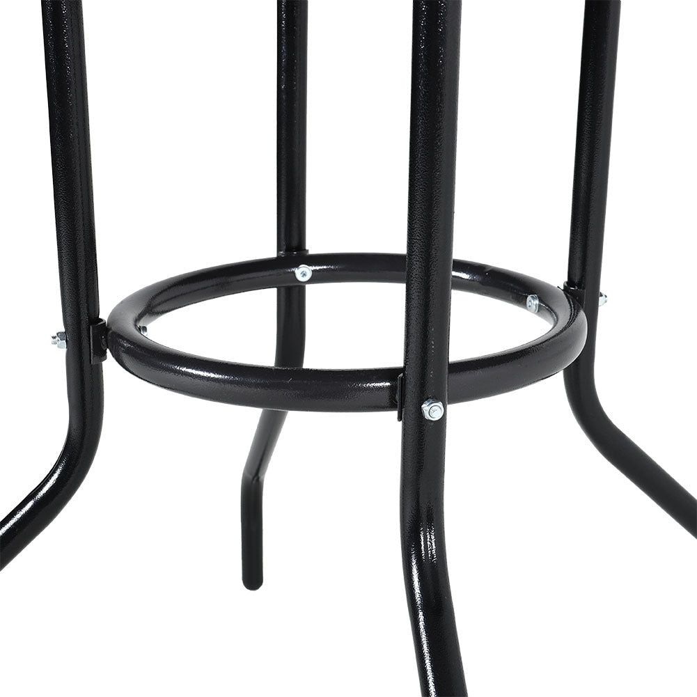 Black Metal Round Outdoor Dining Table with Parasol Hole