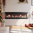 60/70 Inch 3-Sided Smart Electric Fireplace