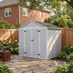 8 x 6 ft Plastic Garden Storage Shed with Apex Roof & Double Doors