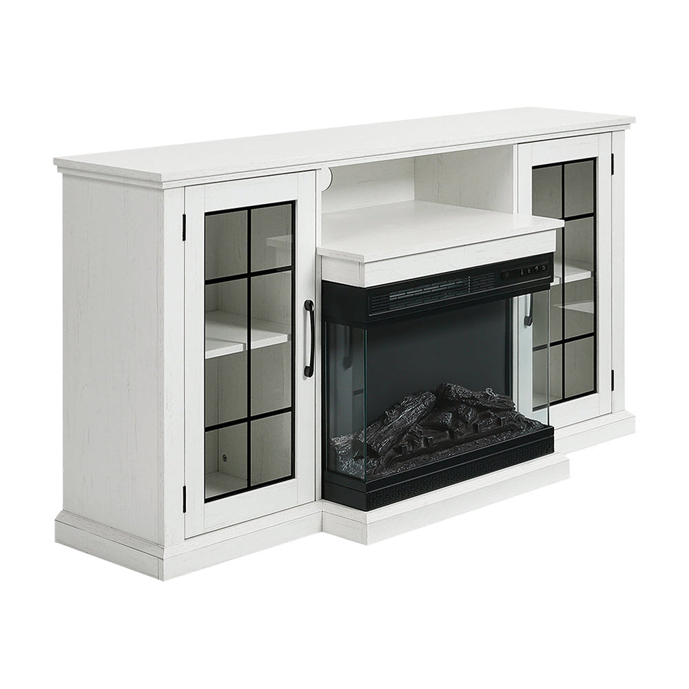 Electric Fireplace TV Stand with Glass Door Storage