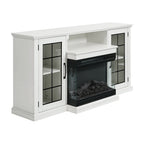 Electric Fireplace TV Stand with Glass Door Storage
