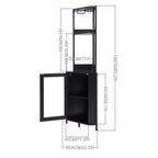 Industrial Tall Corner Bar Cabinet with Power Socket & LED Lighting