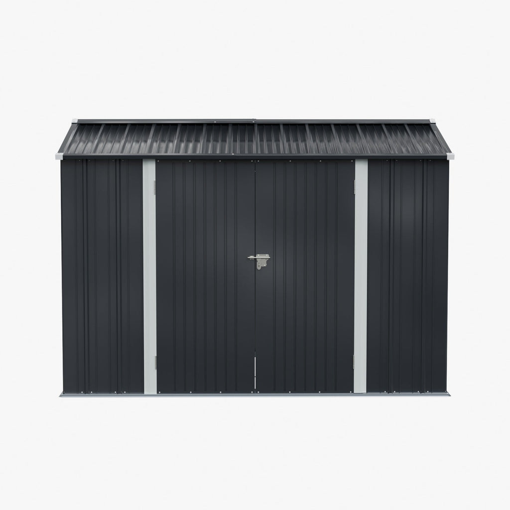 10 x 7 ft Metal Garden Storage Shed with Apex Roof & Double Doors