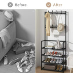 Entryway 4 Tier Shoe Rack with Coat Hanger