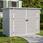 7 x 4 ft Outdoor Plastic Bike Storage Shed with Pent Roof & Double Doors