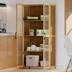 4-Tier Narrow Bookcase Storage Cabinet with Acrylic Door