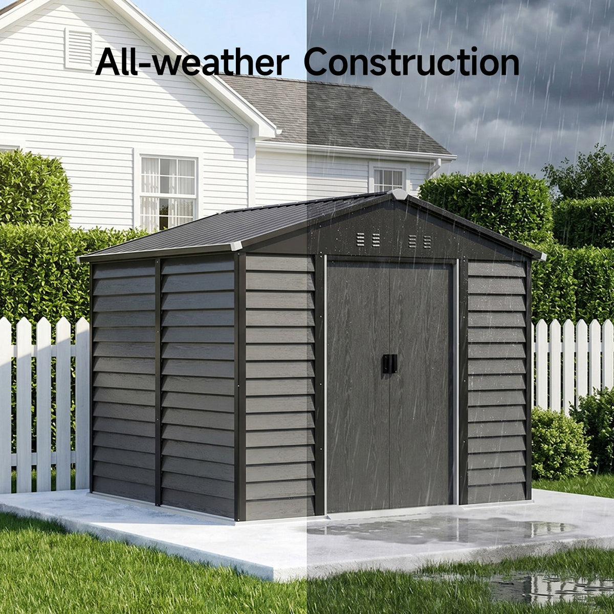 8 x 7 ft Metal Garden Storage Shed with Apex Roof