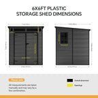 6 x 6 FT Outdoor Garden Pent Roof Tool Storage Shed