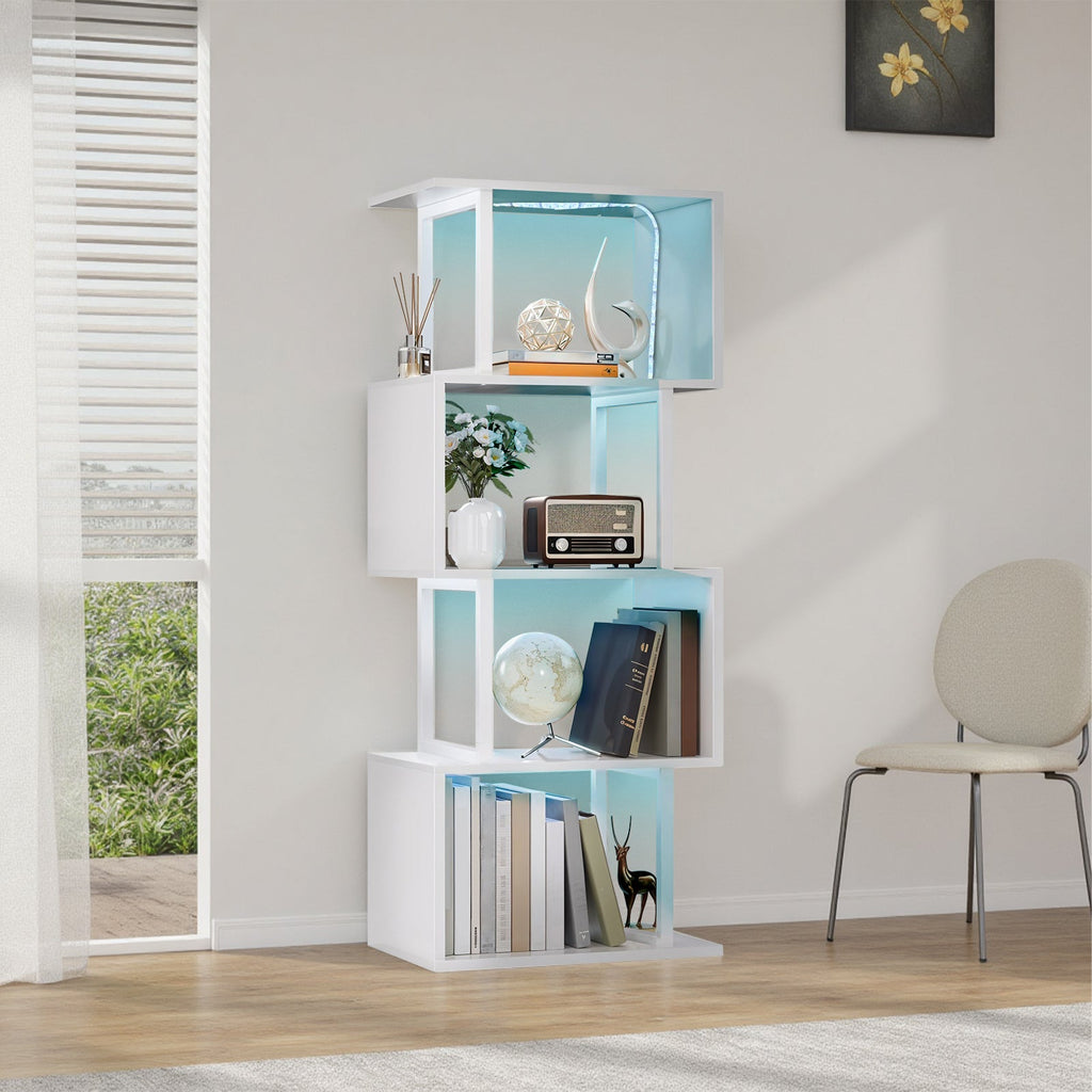 S-shaped Geometric Storage Rack with LED Lights