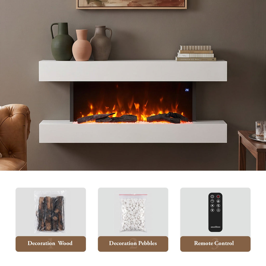 Wall-Mounted Electric Fireplace with Remote Control