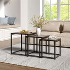 Set of 3 Industrial Square Nesting Side & Coffee Tables