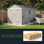 8 x 12 ft Aluminium-Framed Plastic Garden Storage Shed with Apex Roof
